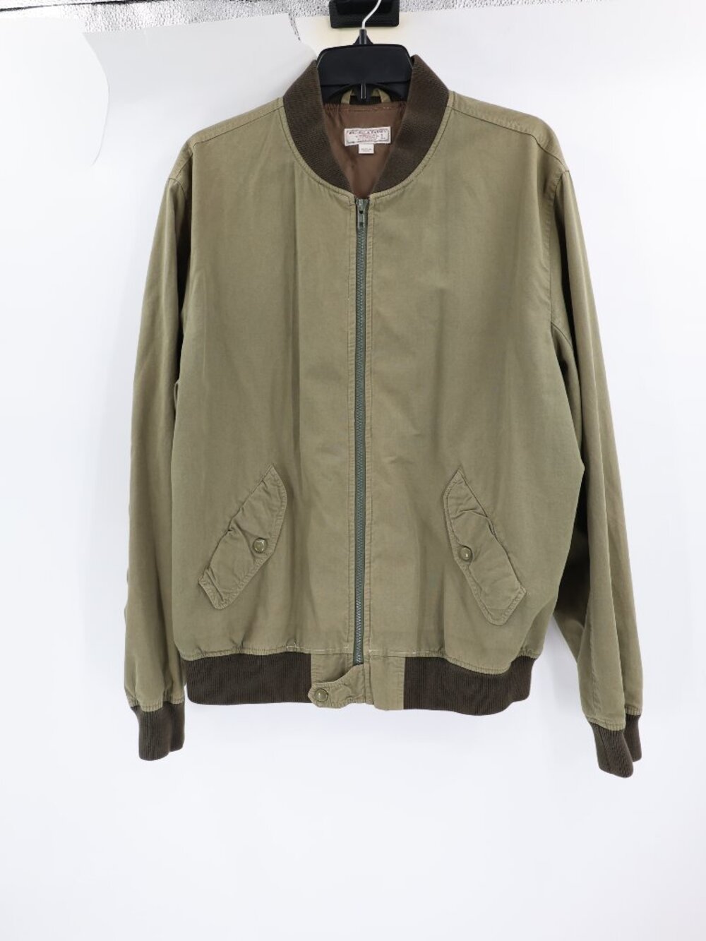 Wallace & Barnes MA-1 Bomber Jacket Men’s Large Green Full Zip snap pockets